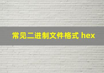 常见二进制文件格式 hex